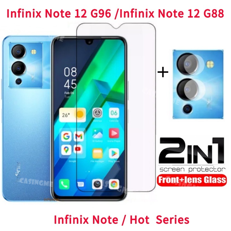 2 in 1 ฟิล์มกระจกนิรภัยกันรอยหน้าจอ เลนส์ด้านหลัง สําหรับ Infinix Note 12 G96 G88 VIP Hot 11 11S 10 