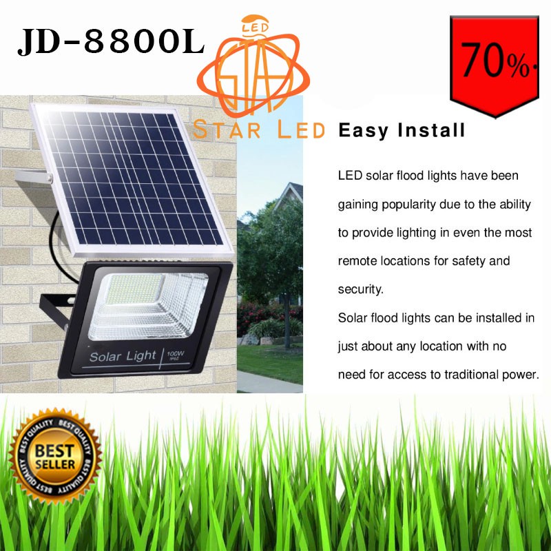 ไฟโซล่าเซลล์ รุ่น JD-8800L-W แสงขาว100W L ไฟสปอตไลท์ ไฟ JD Solar Light ใช้พลังงานแสงอาทิตย์ ราคา ถูกที่สุด ดีลบีเคเค แกลเลอรีภาพที่ 8