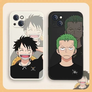 Casing For IPhone 13 Pro Max 12 11 ProMax Mini X Xs Xr 6 6s 7 8 Plus 6+ 6s+ 7+ 8+ Cartoon ONE PIECE Luffy Zoro Silicone Shockproof Soft Phone Case Black Full Back Cover MDD 09