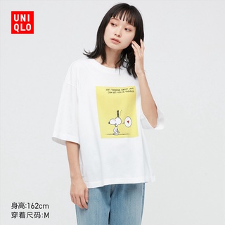 Uniqllo เสื้อยืดแขนสั้น พิมพ์ลายถั่วลิสง (UlT) สําหรับผู้หญิง (ซีรีส์สนูปปี้) 444570