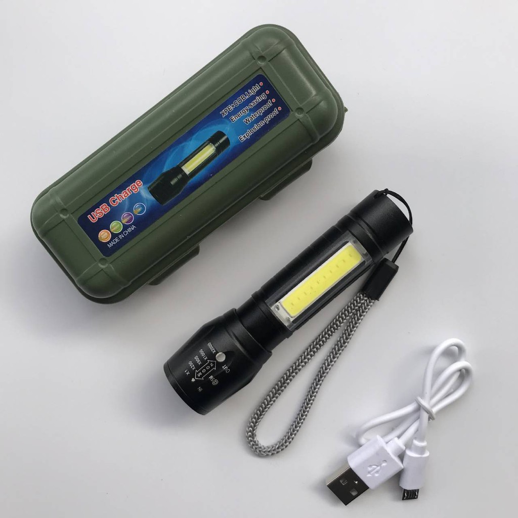 ไฟฉายแรงสูง Xpe Cob Light 3W ไฟLED พกพา ไฟเดินป่า พร้อมสายชาร์จ USB #6