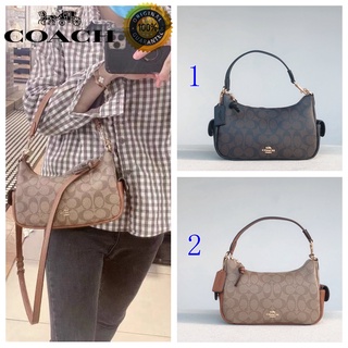 🎄พร้อมส่ง🌟Coach กระเป๋าสะพายใบเล็กผู้หญิงแฟชั่นใหม่กระเป๋าสะพายข้างแบบสบาย ๆ ลาย C คลาสสิกในสต็อก 7223