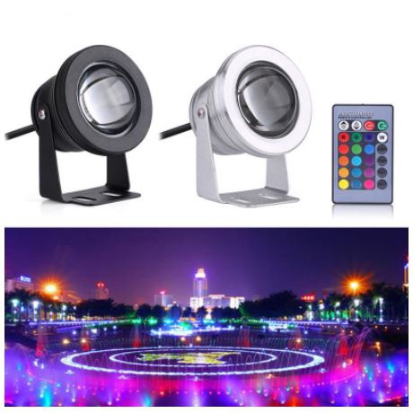 ไฟกันน้ำ 10W RGB -DC12V IP68 พร้อมรีโมทเปลี่ยนสีได้  Super bright and long-lasting LED bulb with high brightness