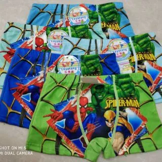 69บาท5ตัว กางเกงในเด็กผู้ชาย2-8ขวบงานป้ายเลือกสีลายได้สินค้าตรงปก