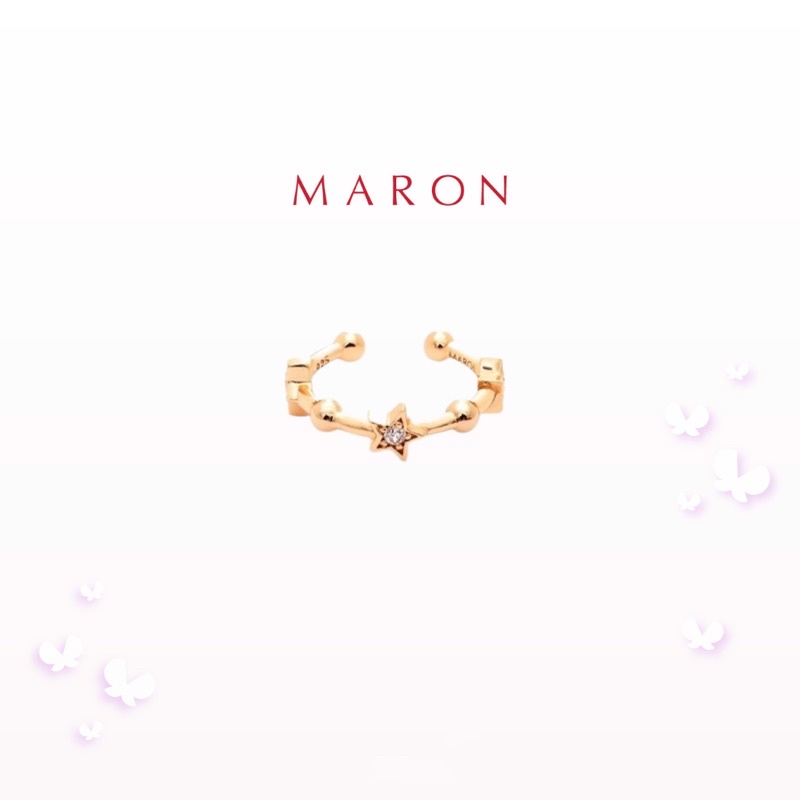 MARON - Feo Stars Hoop Ring Earcuff ชุบสี Beige Gold ต่างหูหนีบ พลอยเพทายสีขาว เงินแท้925