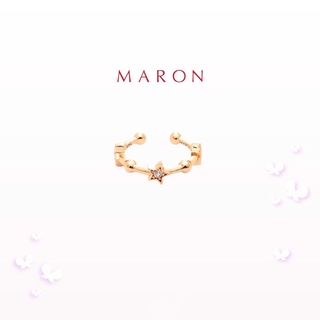 MARON - Feo Stars Hoop Ring Earcuff ชุบสี Beige Gold ต่างหูหนีบ พลอยเพทายสีขาว เงินแท้925