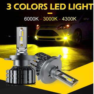 หลอดไฟตัดหมอก 3000 K + 4300 K + 6000 K H1 H3 H8 H11 Led Canbus Hb3 Hb4 H7 Led 12000 Lm 3 สีสําหรับรถยนต์