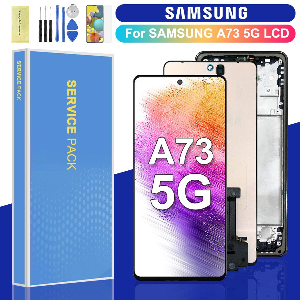 6.7" ใหม่ ของแท้ อะไหล่หน้าจอสัมผัส LCD พร้อมกรอบดิจิทัล แบบเปลี่ยน สําหรับ Samsung A73 5G A736B SM-