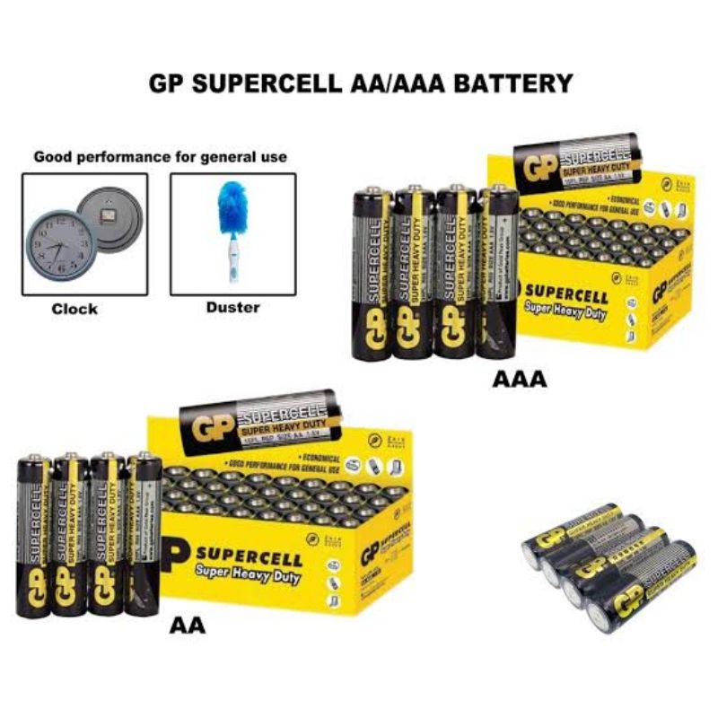 (ยกกล่อง)ถ่าน GP AAA หรือ AA Supercell 1.5V จำนวน 40 ก้อน ของใหม่ ของแท้บริษัท (ชาร์จไม่ได้)