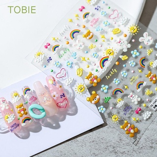 Tobie สติกเกอร์ติดเล็บ ลายการ์ตูนหมี กระต่าย สายรุ้ง สตรอเบอร์รี่ มีกาวในตัว สําหรับตกแต่งเล็บ