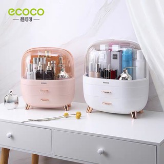 ECOCO กล่องเก็บเครื่องสำอาง กล่องเก็บของแบบลิ้นชักคู่ ชนิดกล่องเก็บความจุขนาดใหญ่กันน้ำและกันฝุ่น E2014