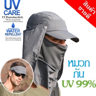 หมวกกันแดด กันควมร้อน กันรังสี UV  ปิดiv[หน้าได้ pu08