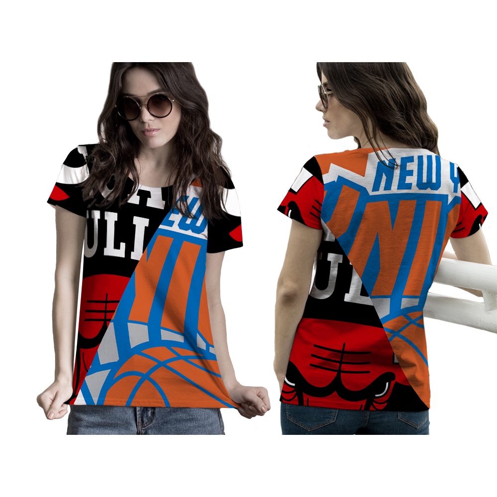 Tinishop - เสื้อยืดผู้หญิง Chicago Bulls | เสื้อยืดท็อปพิมพ์ลายเต็ม Chicago Bulls Original