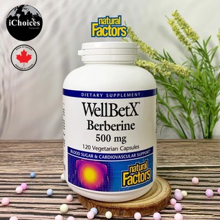 [Natural Factors] WellBetX Berberine 500 mg 120 Vegetarian Capsules  เบอร์แบร์ริน ควบคุมภาวะเบาหวาน คอเลสเตอรอลสูง