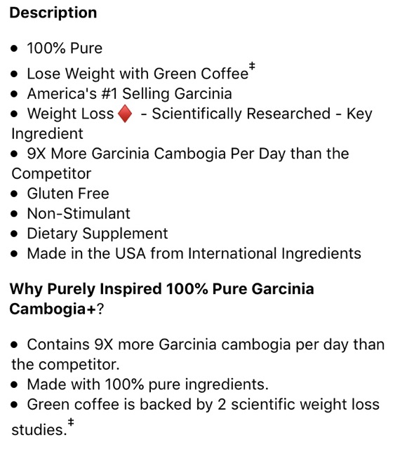 Purely Inspired Garcinia Cambogia 100 Easy To Swallow Veggie Tablets A Thaipick