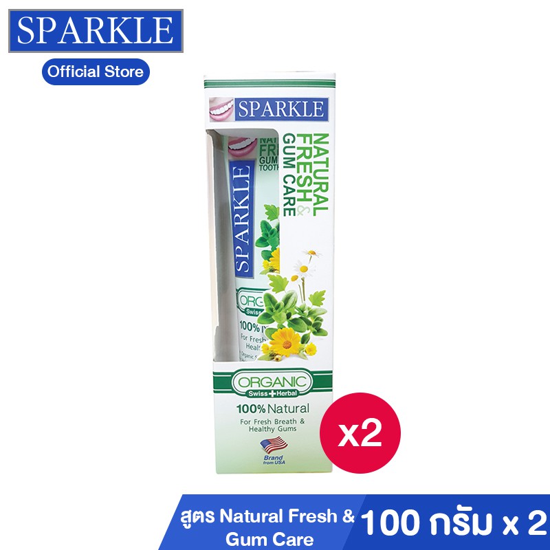 Sparkle ยาสีฟัน สูตร Natural Fresh & Gum Care SK0290 ขนาด 100 g. 2 ชิ้น kuron