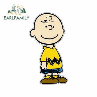 Earlfamily สติกเกอร์ไวนิล ลายการ์ตูนอนิเมะ Charlie Brown 3D ขนาด 13 ซม. x 7.1 ซม. สําหรับติดตกแต่งรถยนต์ JDM RV VAN DIY