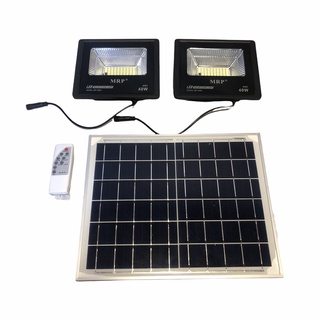 ไฟโซล่าเซลล์ โคมไฟ2ตัวพร้อม1แผงโซล่าเซลล์ โคมไฟโซล่า Solar light 40W สปอตไลท์พลังงานแสงอาทิตย์