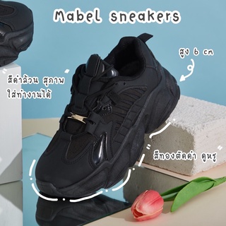 พร้อมส่ง !! sale 50 % !! รองเท้าผ้าใบเสริมส้น  Mabel sneaker black (รองเท้าผ้าใบ รุ่น มาเบล สีดำ 6cm)