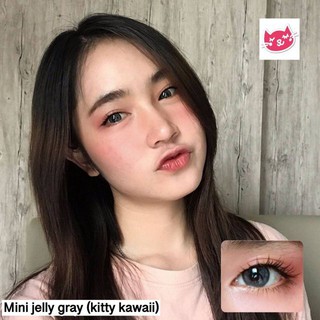 1 คู่ บิ้กอายตาโต สายฝอ สายปัง ลายเจ้าสาว ต้องมี รุ่น Mini Jelly Gray แบรนด์ Kitty Kawaii Plus ขนาด 14.2 สีเทา ค่าสายตาป