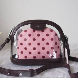 🎀 (สด-ผ่อน) ส่งฟรี กระเป๋าสะพายสีชมพู WKRU6558 KATE SPADE NEW YORK  SYLVIA SEE THROUGH LIA DOT DOME CROSSBODY