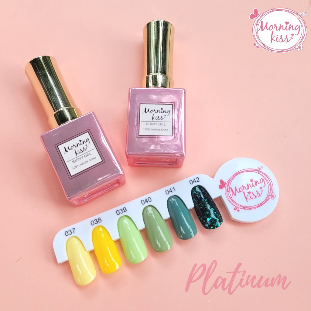 สีเจล Morning Kiss รุ่น Platinum 15 มล ขวดสีเงินหรูหรา สีทาเล็บเจล ยาทาเล็บสีเจล ยาทาเล็บเจล เซตทำเล