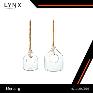 JJGLASS - (LYNX) Mercury - แจกันแขวน Terrarium ทรงอ้วนหัวแหลม เนื้อใส พร้อมเชือกแขวน