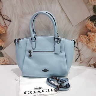 NEW COACHกระเป๋าสีฟ้าละมุนหนังนิ่ม ทรงพัด สีสวยมากมาพร้อมถุงผ้า