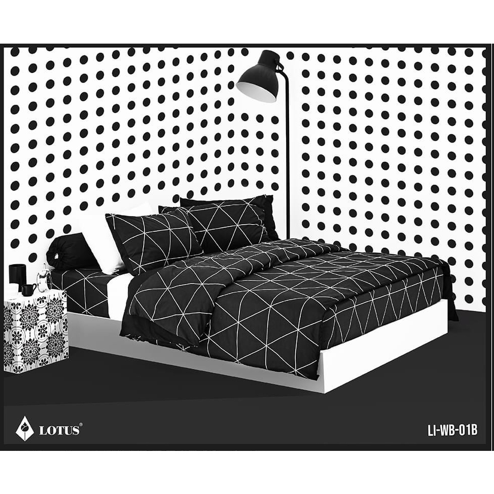 ชุดผ้าปู+ผ้านวมเย็บติด 3.5,5,6ฟุต ยี่ห้อโลตัส รุ่น Black and White โทนสีขาวดำ New Collection