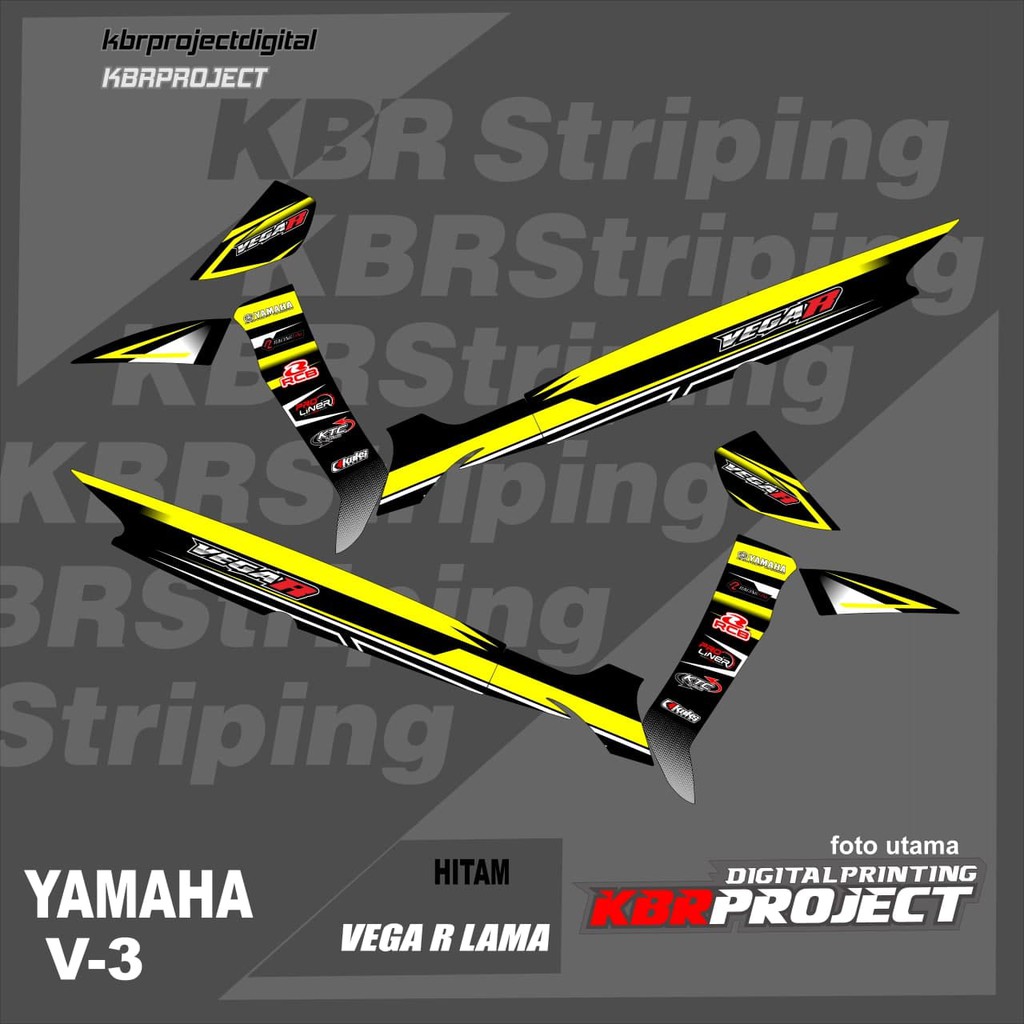 VEGA R LAMA YAMAHA สติ๊กเกอร์แถบมอเตอร์ไซค์ variation Racing V-3 TRANSPARENT HOLOGRAM สติ๊กเกอร์