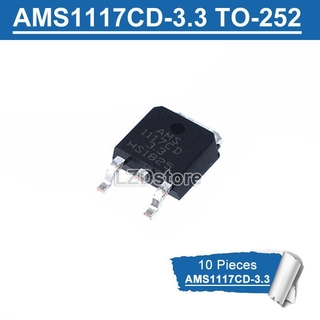 10pcs AMS1117CD-3.3 Ams1117Cd - 3 . 3 Ams 1117-3 . 3 1117-3 . 3 To - 252 1 A 3 . 3 V ตัวควบคุมแรงดันไฟฟ้า Ic 10 ชิ้น