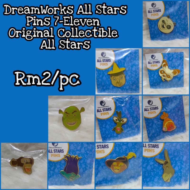 Dreamworks All Stars Pins ของสะสม 7 สิบเอ็ดดาว