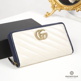 GUCCI ZIPPY WALLET MARMONT WHITE BLUE EDGE