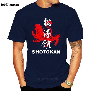 ผ้าฝ้ายแท้ คอลูกเรือใหม่ เสื้อยืด ลาย SHOTOKAN KARATE Martial สีดํา สําหรับผู้ชายS,4XL