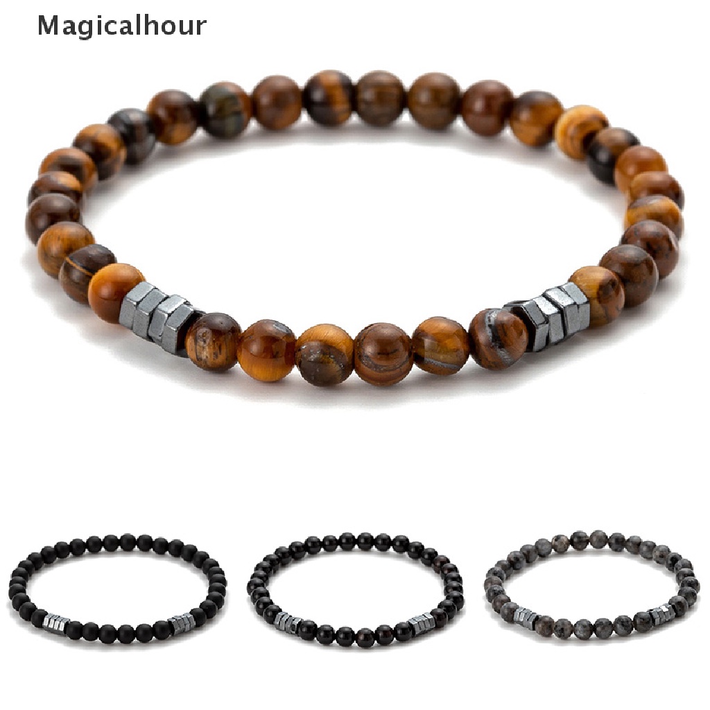 Magicalhour ธรรมชาติ เสือ ตา หิน ผู้ชาย ลูกปัด กําไลข้อมือ เสน่ห์ สร้อยข้อมือ เครื่องประดับแฟชั่น Codok