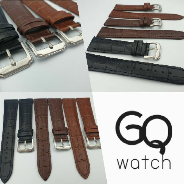 GQ watch สายนาฬิกา สายหนังแท้ ทรงสโลป ปลายบาง wristwatch strap genuine leather : seiko DW