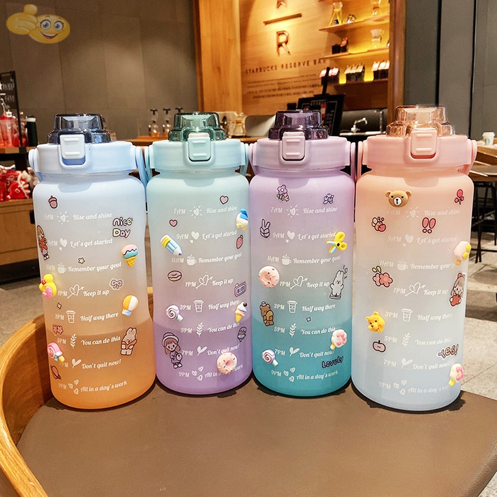 [ลูกค้าใหม่1บาท]ขวดน้ำ 2 ลิตร ขวดพลาสติก ขวดน้ำดื่ม สไตล์สปอร์ต กระบอกน้ำดื่ม พลาสติกหนา แถมฟรี❗สติกเกอร์สุดน่ารัก