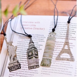 Metal vintage bookmark เครื่องเขียนสร้างสรรค์ ย้อนยุค หอไอเฟล เทพีเสรีภาพ บิ๊กเบน หอเอนปิซ่า โลหะ ที่คั่นหนังสือ