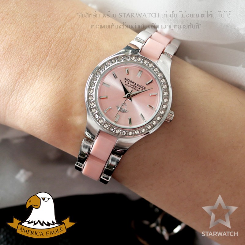 นาฬิกา AMERICA EAGLE สำหรับผู้หญิง สายสแตนเลส รุ่น AE038L - Pink
