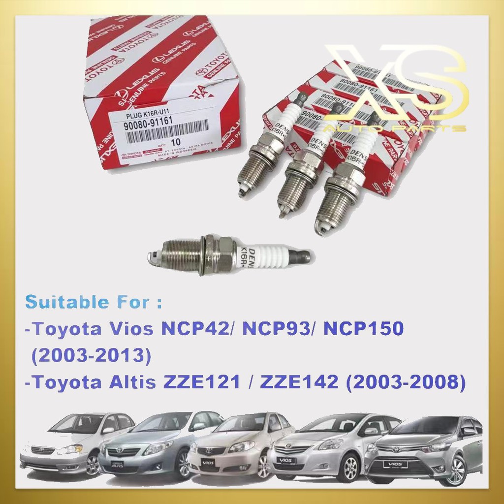 หัวเทียนTOYOTA K16R-U11 K16RU11 (1 ชุด=4 ชิ้น) 90080-9161 สําหรับ Vios NCP42 NCP93 NCP150 / Altis ZZ