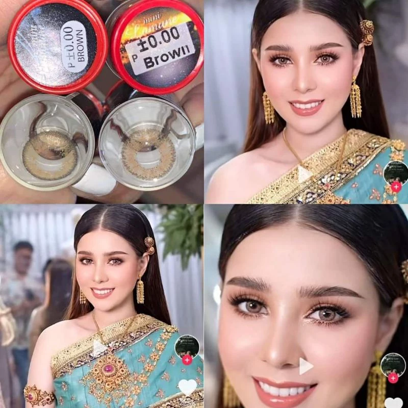 คอนแทคเลนส์ แต่งหน้าเจ้าสาว รุ่น Mini Lamune/Florida สีเทา/ตาล Gray/Brown มีค่าสายตา (0.00)-(-8.00)