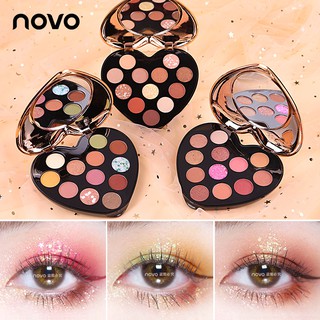 (No.5298) Novo Eye Shadow Palate พาเลททาตารูปหัวใจ 12 ช่อง มีกระจกในตัว สีสวย