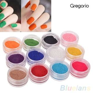 Grego ผงกํามะหยี่สําหรับตกแต่งเล็บ 12 สี