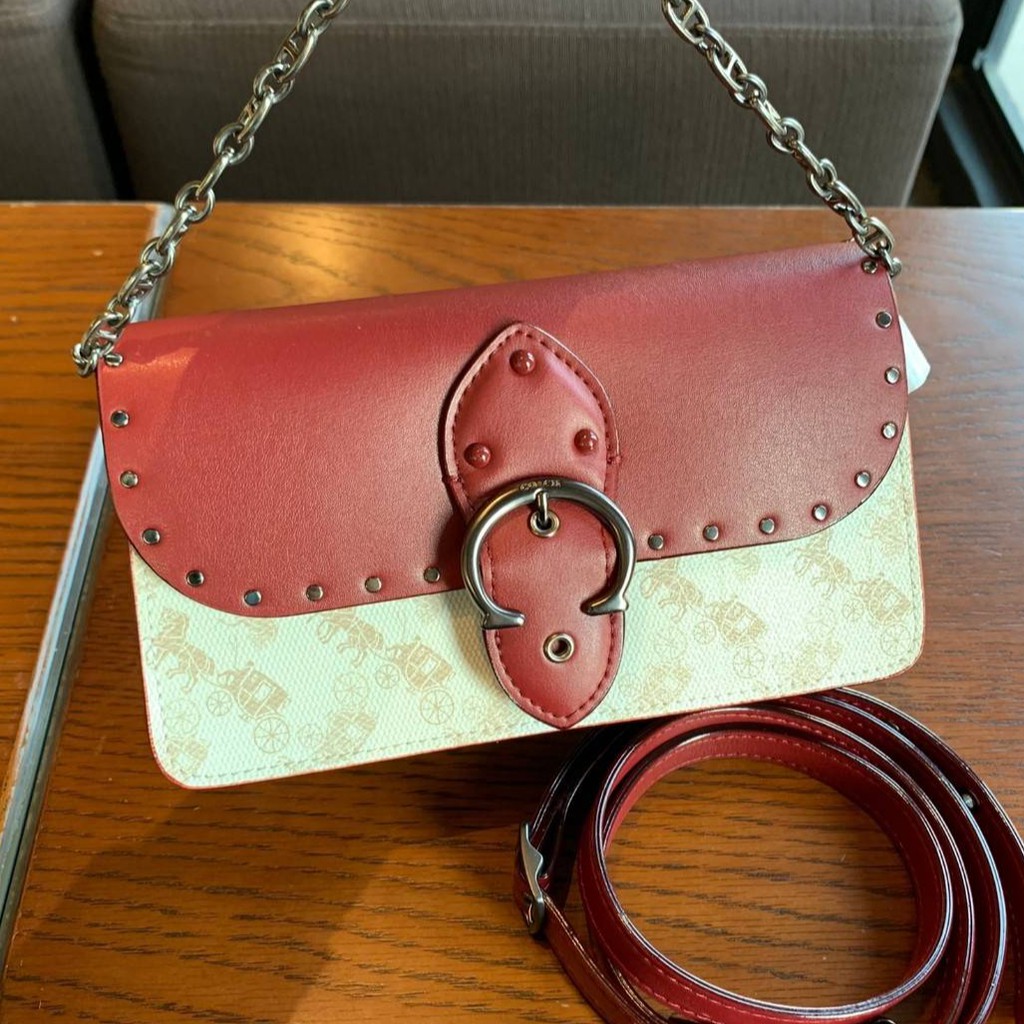 F.A ว่าแท้100 COACH C0831 Beat Crossbody Clutch Signature Canvas With
