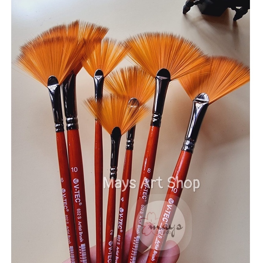 V-Tec 602S Fan Brush - Vtec Painting Brush Fan Brush Paint 602 S No. 2 4 6 8 10 สีน้ําอะคริลิค