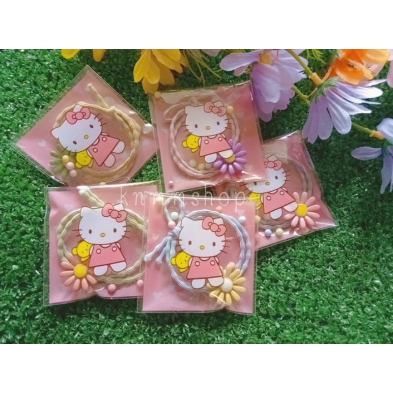 ชุดละ10ชิ้น ของแถม พร้อมซองใส่ลายคิตตี้สีชมพู ของปัจฉิม ยางรัดผมดอกเดซี่/ดอกไม้ ของขวัญที่ระลึกของชำร่วย