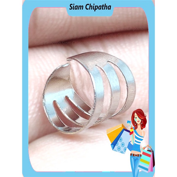 ต่างหู ไม่ต้องเจาะหู ตุ้มหู จิว | CLP.3F | Punk Rock Ear Clip Cuff Wrap Earrings No piercing Flat 3 layer - 1 ข้าง