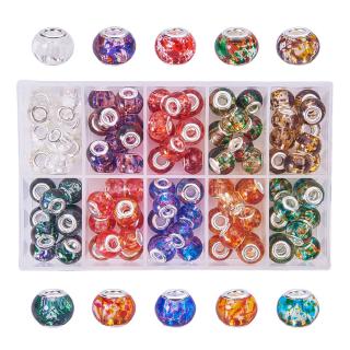 1 Box Spray Painted Glass European Beads Fit European Charm Bracelet 100pcs/box