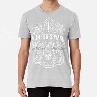 เสื้อยืดโอเวอร์ไซส์ป้ายฉลาก ลาย Hunter Mark Whisky Bloodborne สีขาว สําหรับวิสกี้S-4XL