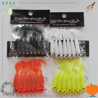 Suhu 7PCS Lure With Hook Pike Soft Bait Fishing Lure Bass for Carp Zander Jig Wobblers 3.2g Rubber Baits/Multicolor